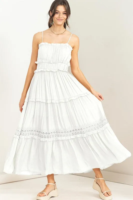 White Forever Us Ruffle Tiered Maxi Dress