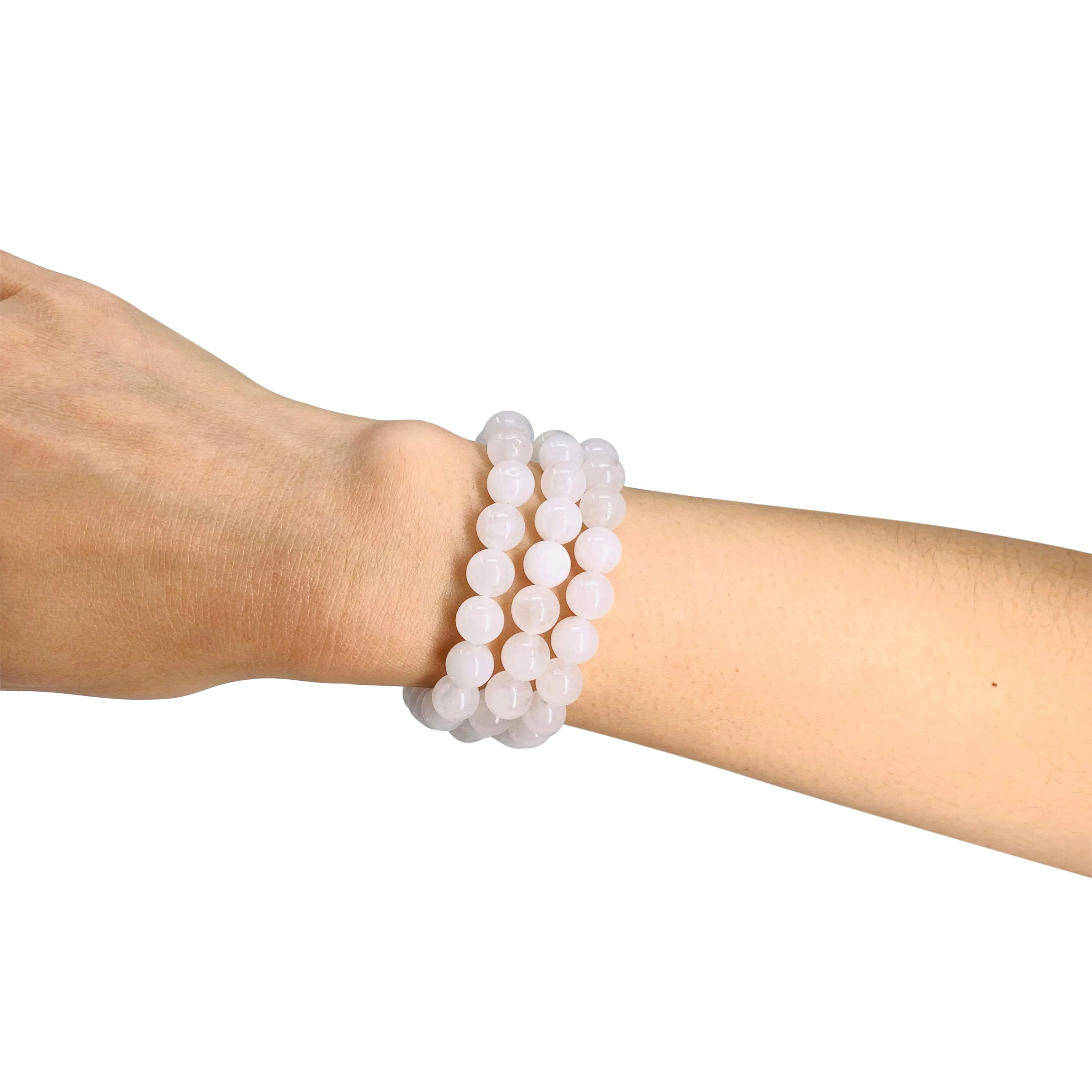 White Jade Beaded Crystal Bracelet