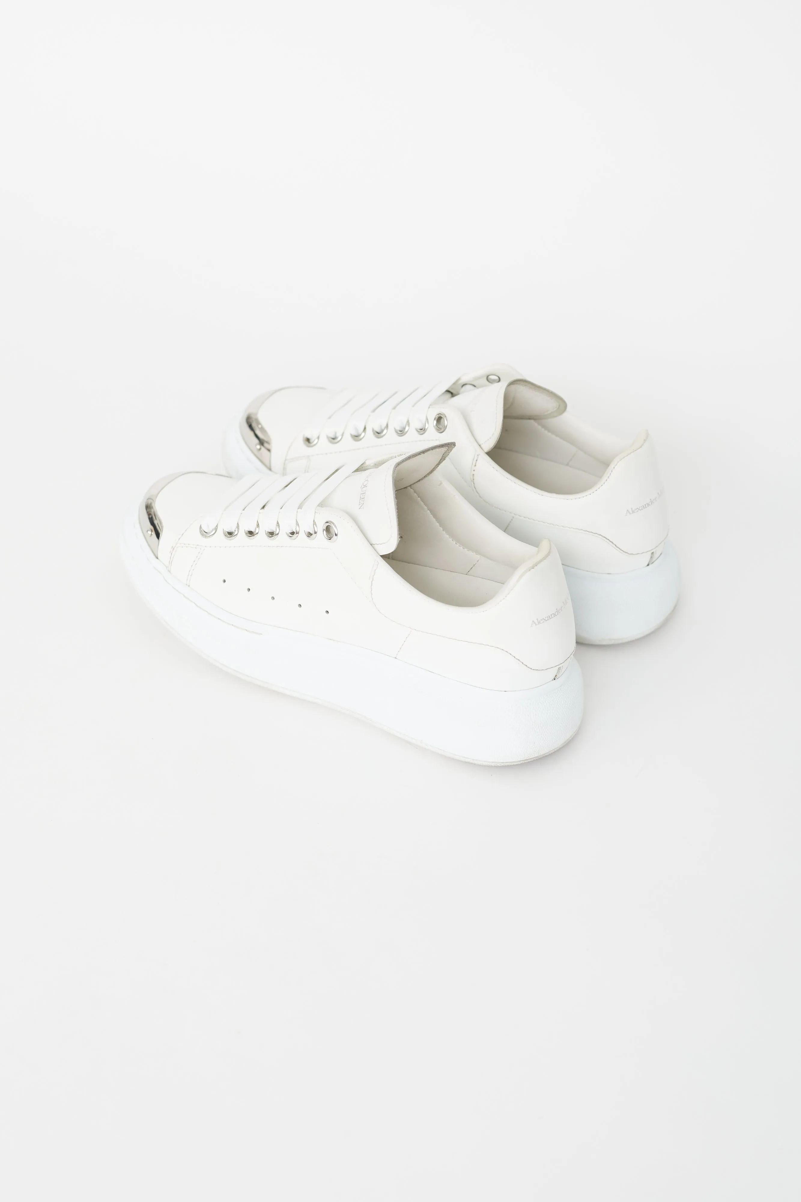 White Leather Metal Toe Oversized Sneaker