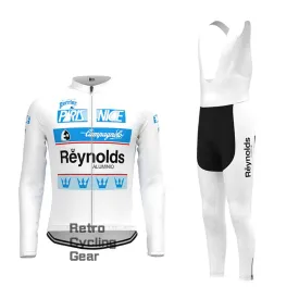 white Reynolds Retro Long Sleeve Cycling Kits