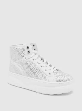 White Silver Queenly High-Top Sneakers