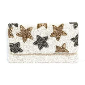 White Star Beaded Clutch Purse