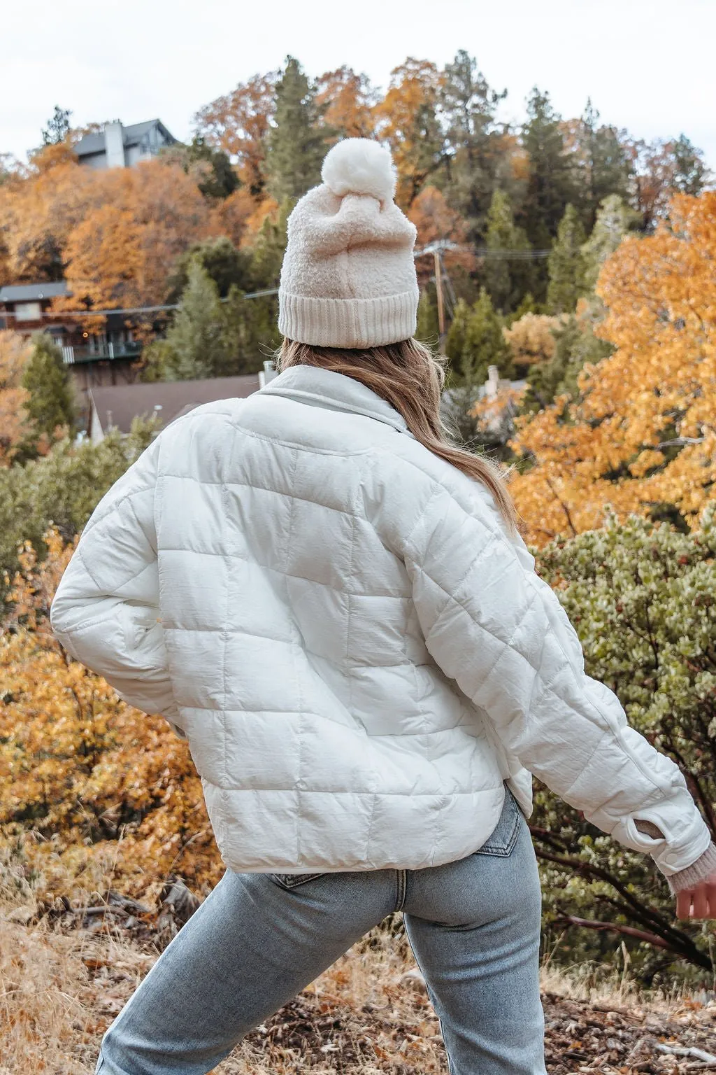 White Zip Up Puffer Jacket