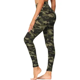 Wholesale High Waisted Green Camo Leggings Soft Slim Tummy Control Printed Pants