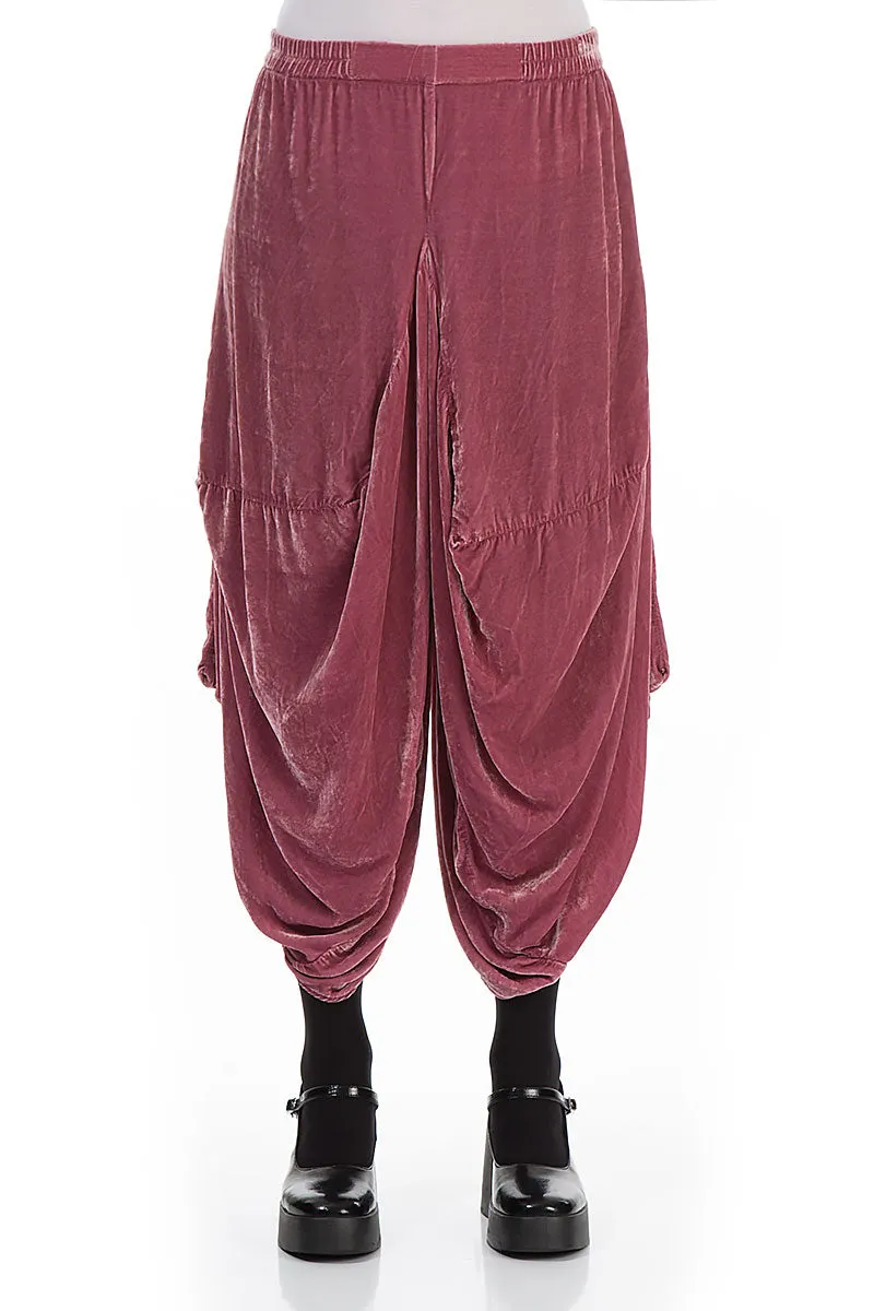 Wide Leg Dusty Rose Silk Velvet Trousers