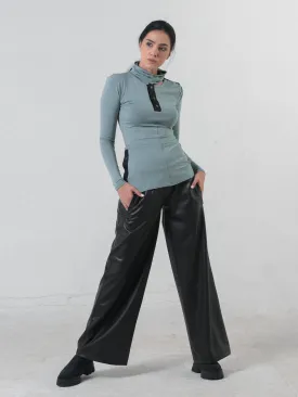 Wide Leg Leather Pants