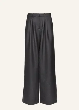 Wide-leg tailored wool pants in grey