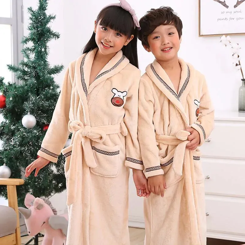 Winter Coral Fleece Thick Bathrobe