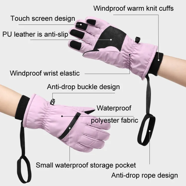 Winter Padded Ski Finger Gloves Outdoor Windproof Warm Sports Gloves, Size: XS(Black)