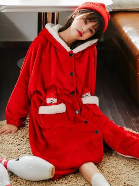 WINTER WARM FLANNEL CHRISTMAS SNOWMAN BATHROBE