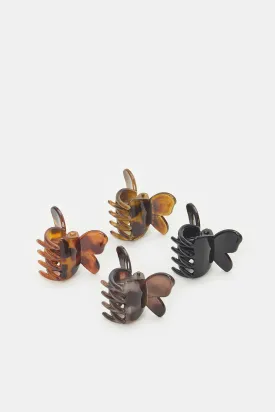 Women  Black And Brown Hair Claw Set (Pack of 4)