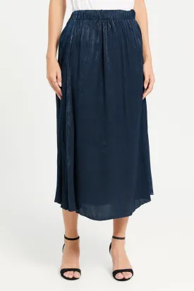 Women Blue Plisse Textured Skirt