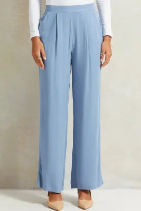 Women Blue Wide Leg Trousers