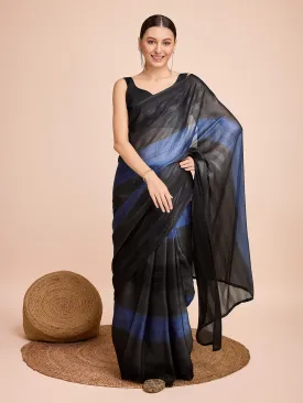 Women Casual Wear Digital Printed Chiffon Silk Saree With Un Stitched Blouse