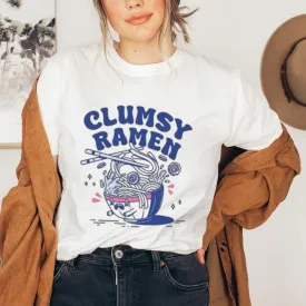 Women Clumsy Ramen Letter Print Graphic T-shirt