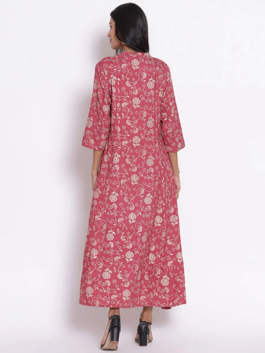 Women Coral Floral Printed Dress