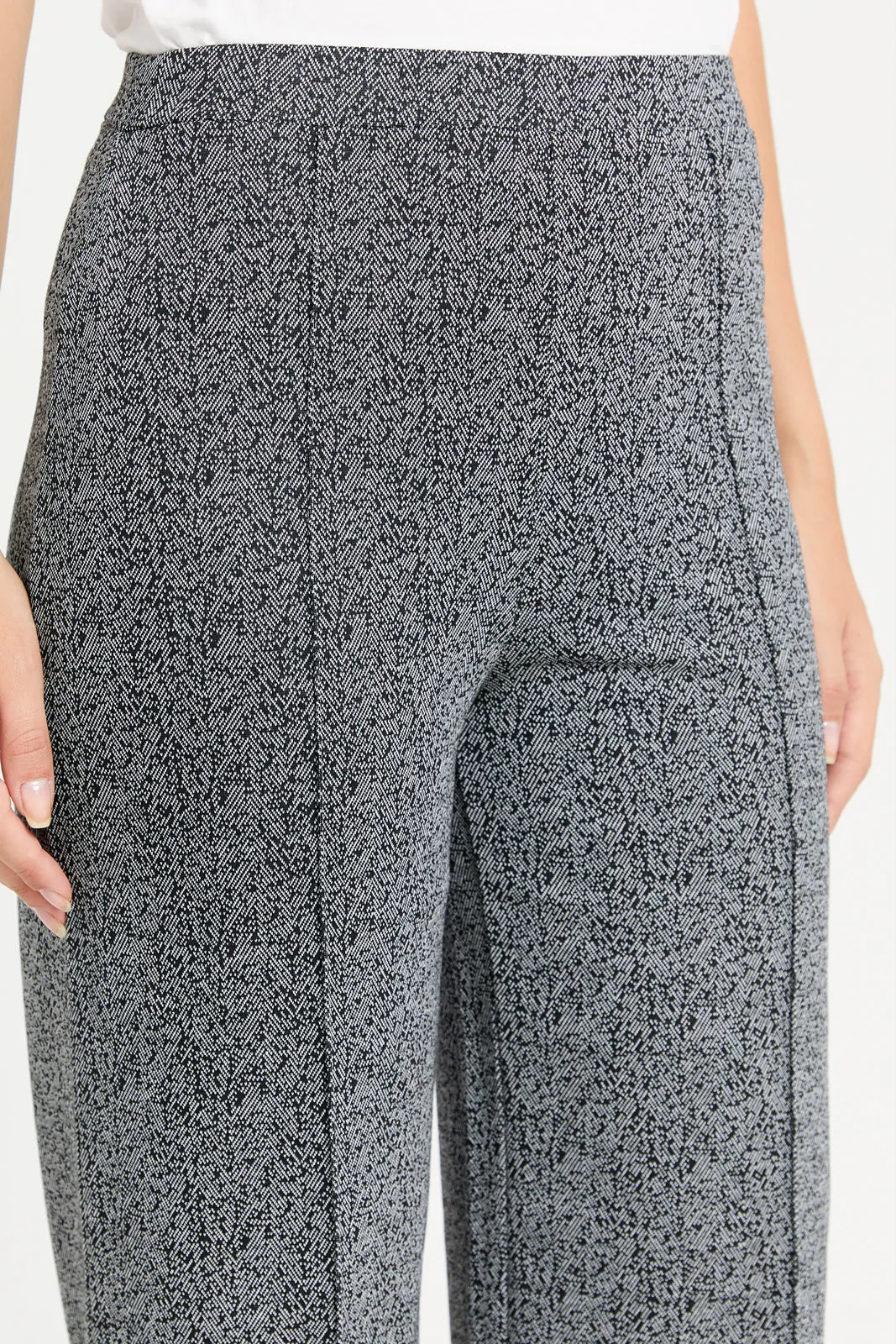 Women Grey Jacquard Co-Ord Trouser