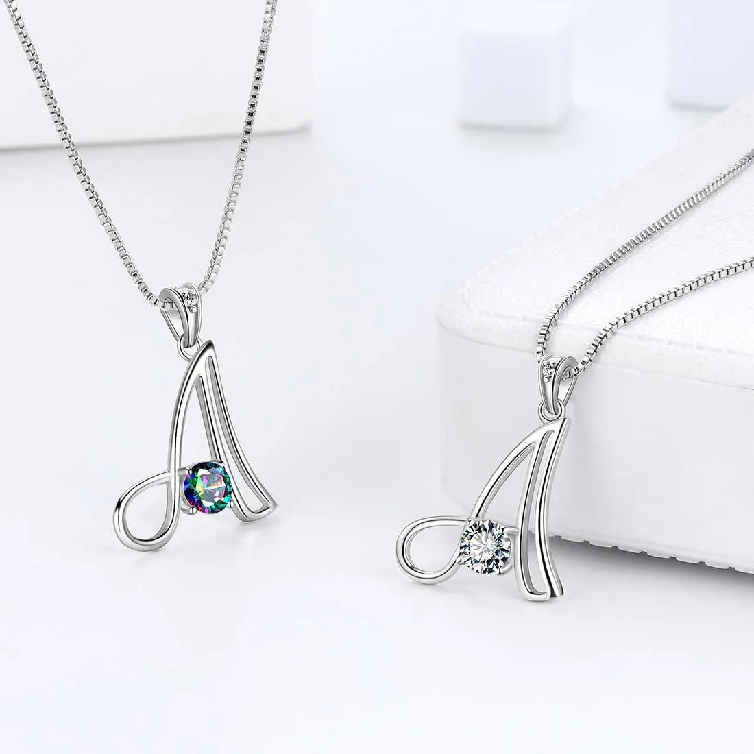 Women Initial A Letter Pendant Necklace Girl Name Jewelry Gift 925 Sterling Silver