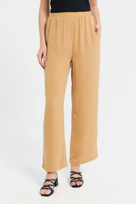 Women Mustered Wide Leg Trousers