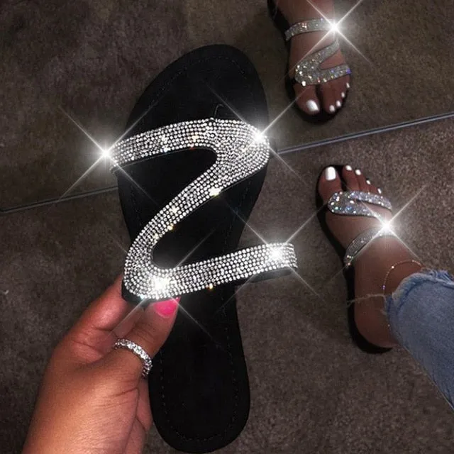 Women Summer Crystal Bling Slippers