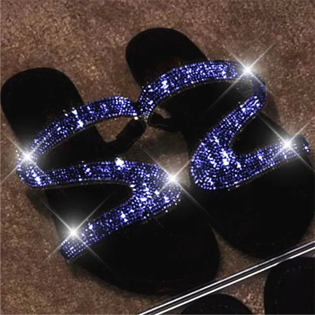 Women Summer Crystal Bling Slippers