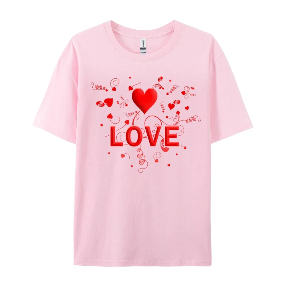 Women Valentine's Day Love Heart Print Graphic T-shirt