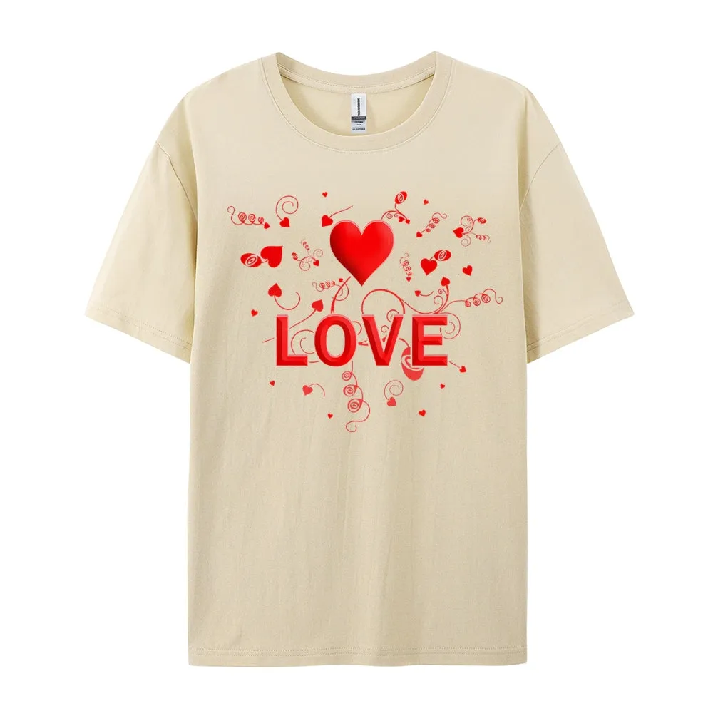 Women Valentine's Day Love Heart Print Graphic T-shirt