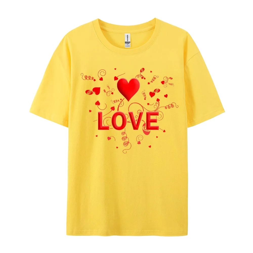 Women Valentine's Day Love Heart Print Graphic T-shirt