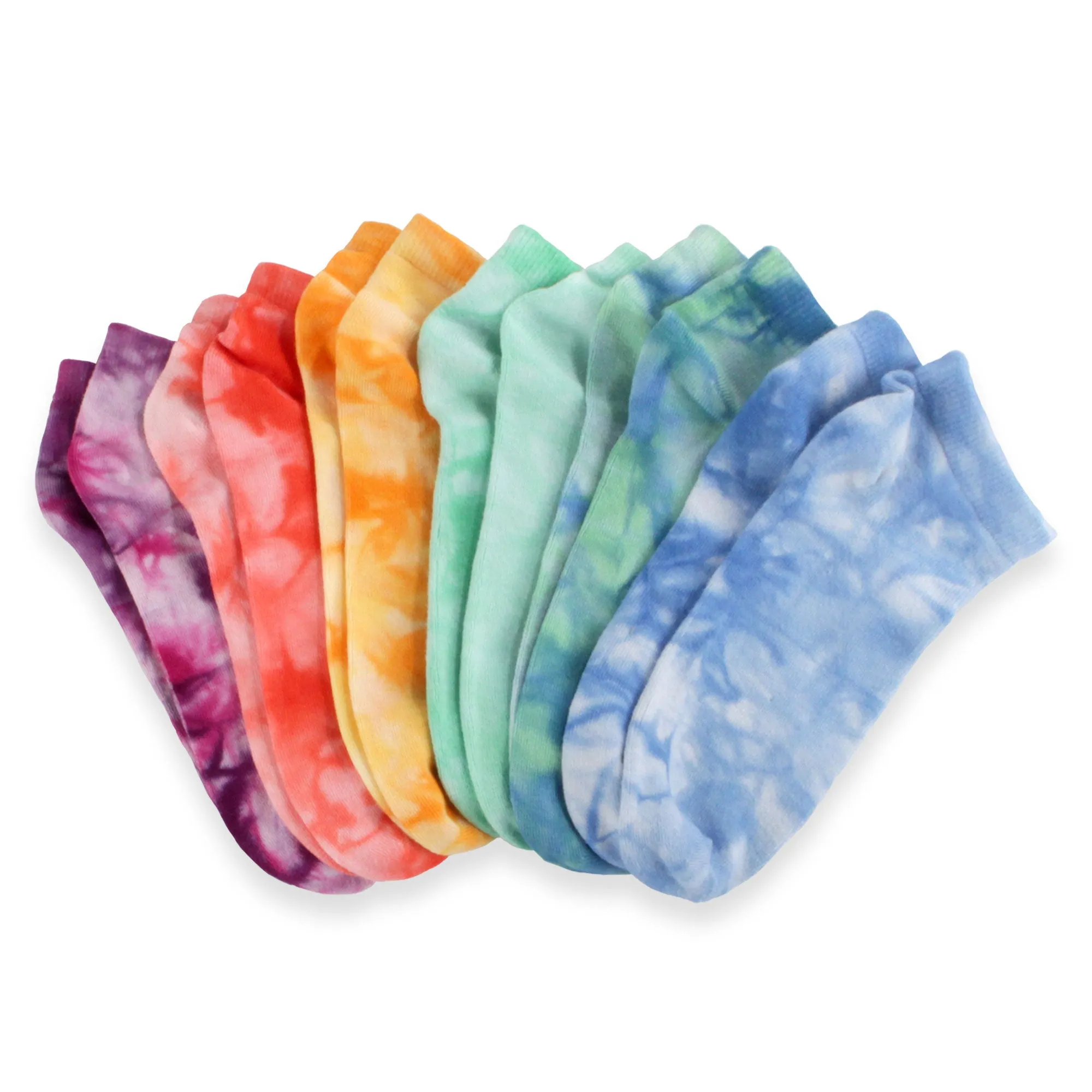 Women's Bamboo Fiber Tie Dye Ankle Socks, 4 Pairs