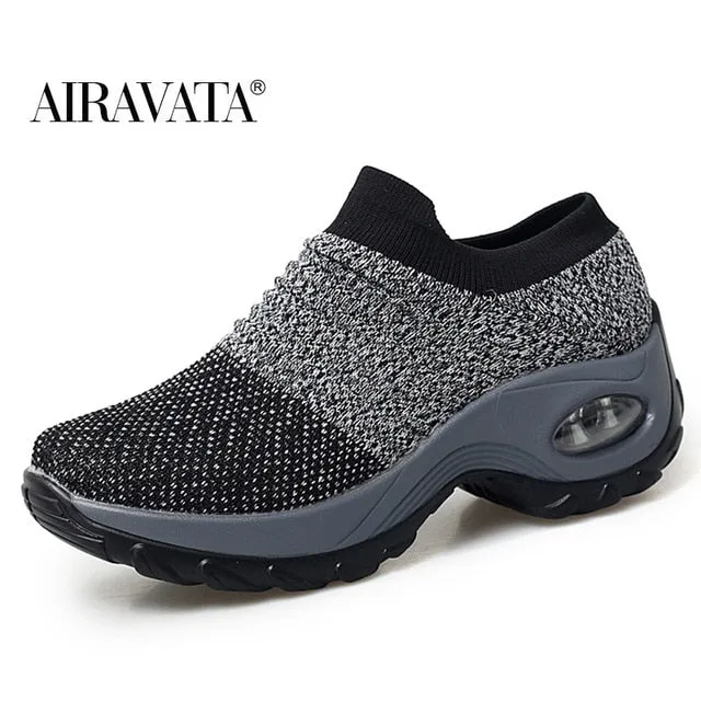 Women's Casual Shoes Chunky Sneakers Platform Walking Shoes Fashion Knited Casual Loafers Size 35-42