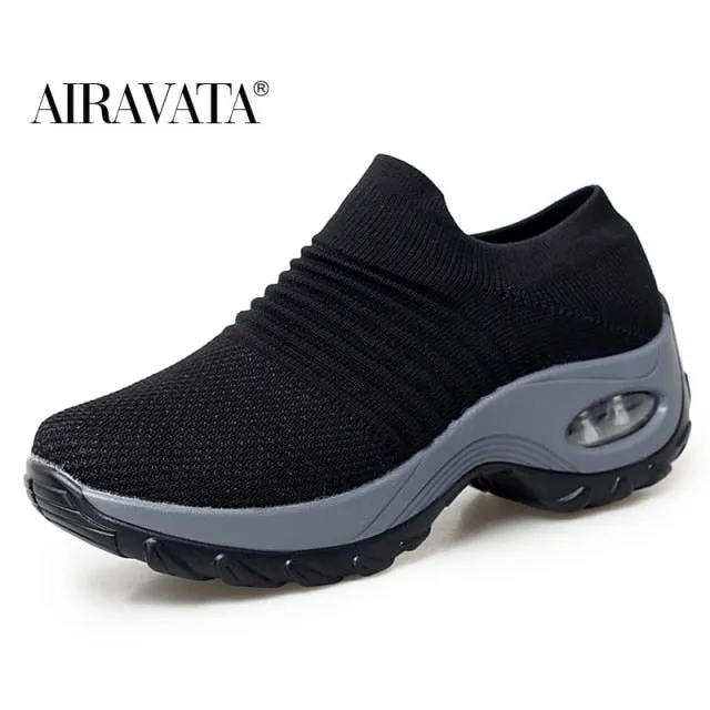 Women's Casual Shoes Chunky Sneakers Platform Walking Shoes Fashion Knited Casual Loafers Size 35-42