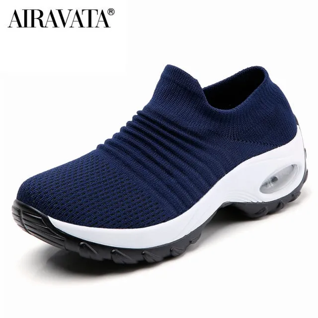 Women's Casual Shoes Chunky Sneakers Platform Walking Shoes Fashion Knited Casual Loafers Size 35-42