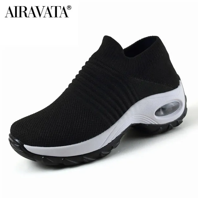 Women's Casual Shoes Chunky Sneakers Platform Walking Shoes Fashion Knited Casual Loafers Size 35-42