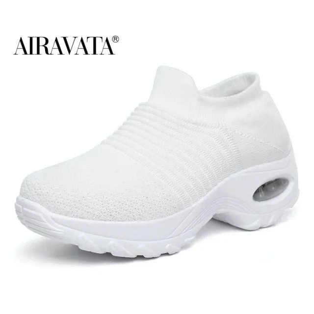 Women's Casual Shoes Chunky Sneakers Platform Walking Shoes Fashion Knited Casual Loafers Size 35-42