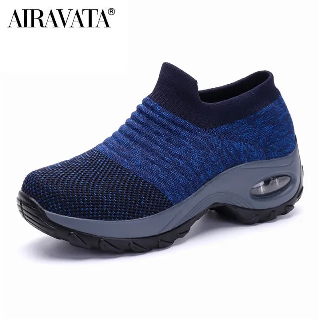 Women's Casual Shoes Chunky Sneakers Platform Walking Shoes Fashion Knited Casual Loafers Size 35-42