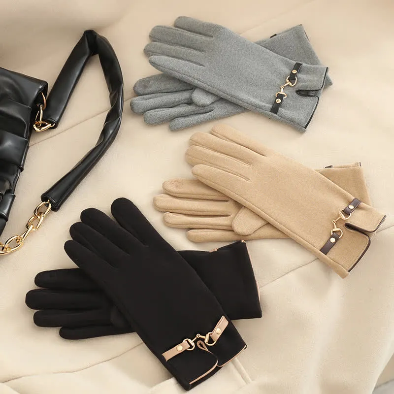 Women's Chain Plus Plush Velvet Thick Gloves