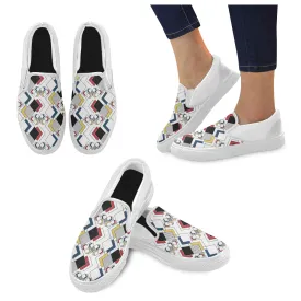 Women's Clashing Cubes Geometrical Print Slip-on Canvas Shoes