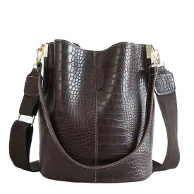 Women's Crocodile Vegan Bucket Leather Tote