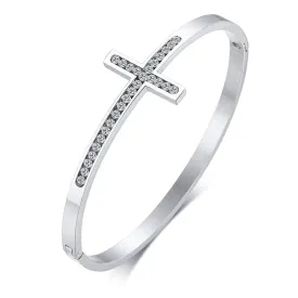 Women's Cross Bracelet <br> Silver Diamond