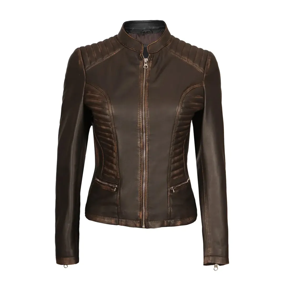 Womens Dark Brown Real Leather Jacket