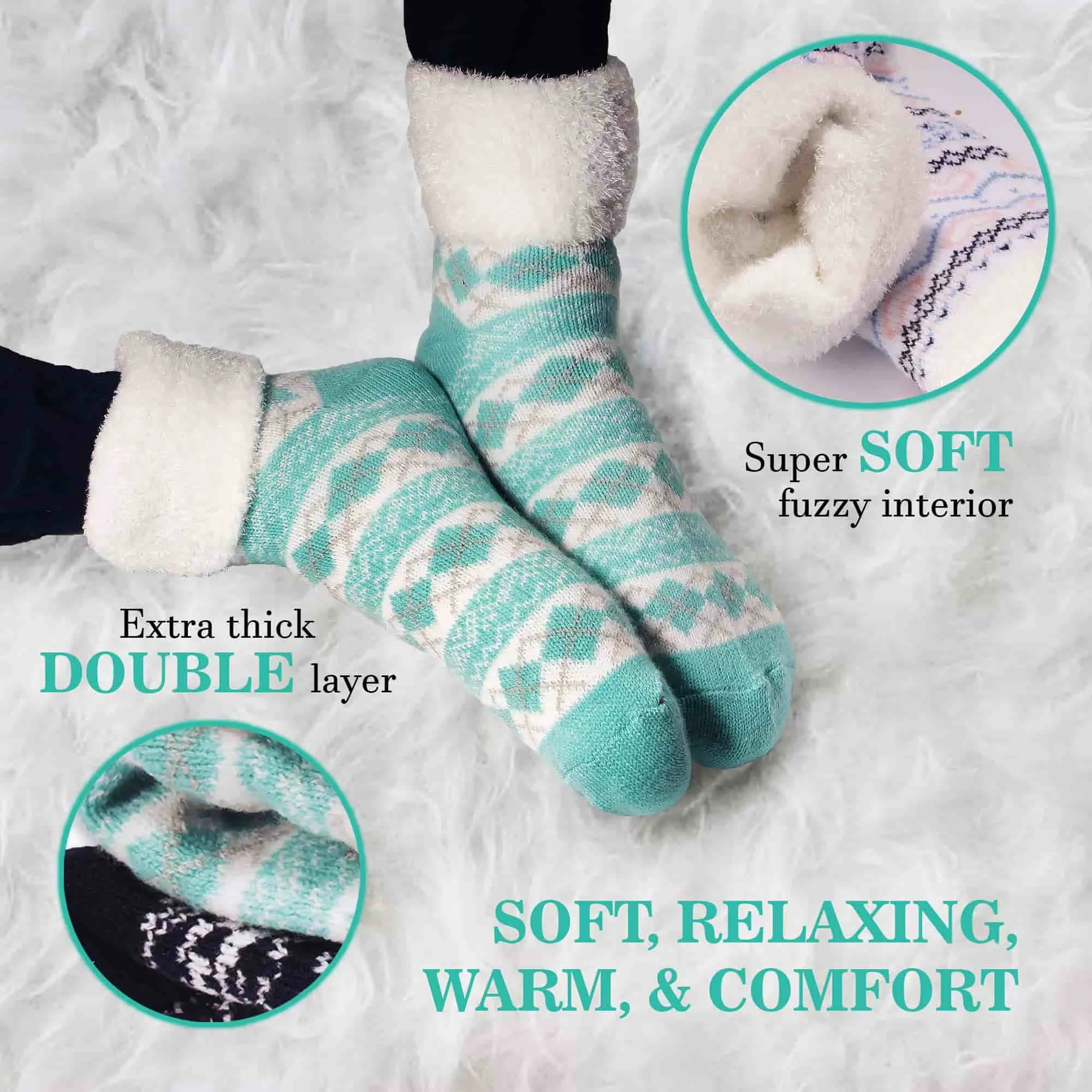 Women's Double Layer Extra Thick Home Socks - 1 Pair