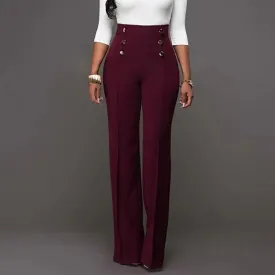 Women's High Waist Solid Color Flared Pants