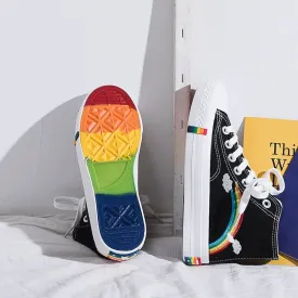 Womens Kawaii Rainbow Canvas Shoes