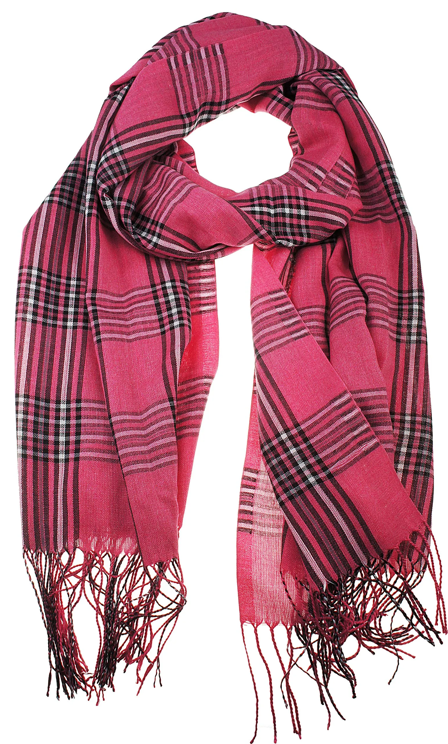 Women's Light Weight Plaid Tartan Sheer Blanket Scarf Shawl Wrap