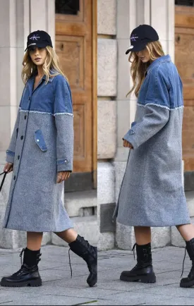 Women's Longline Denim Trench Coat