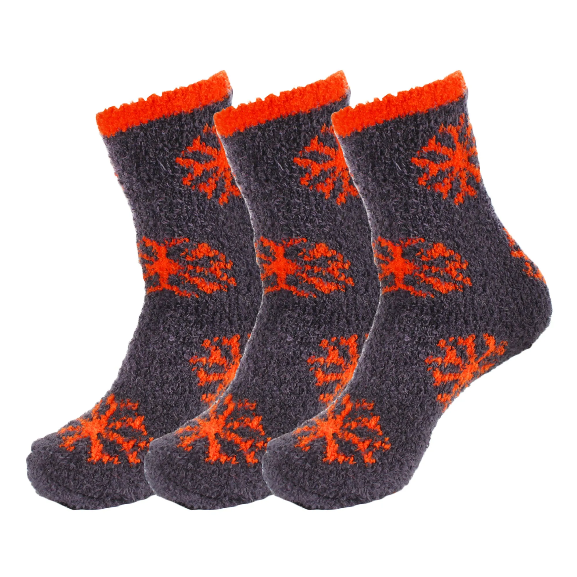 Women's M/L/XL Super Soft Warm Cozy Fuzzy Snowflake Home Socks - 3 Pair