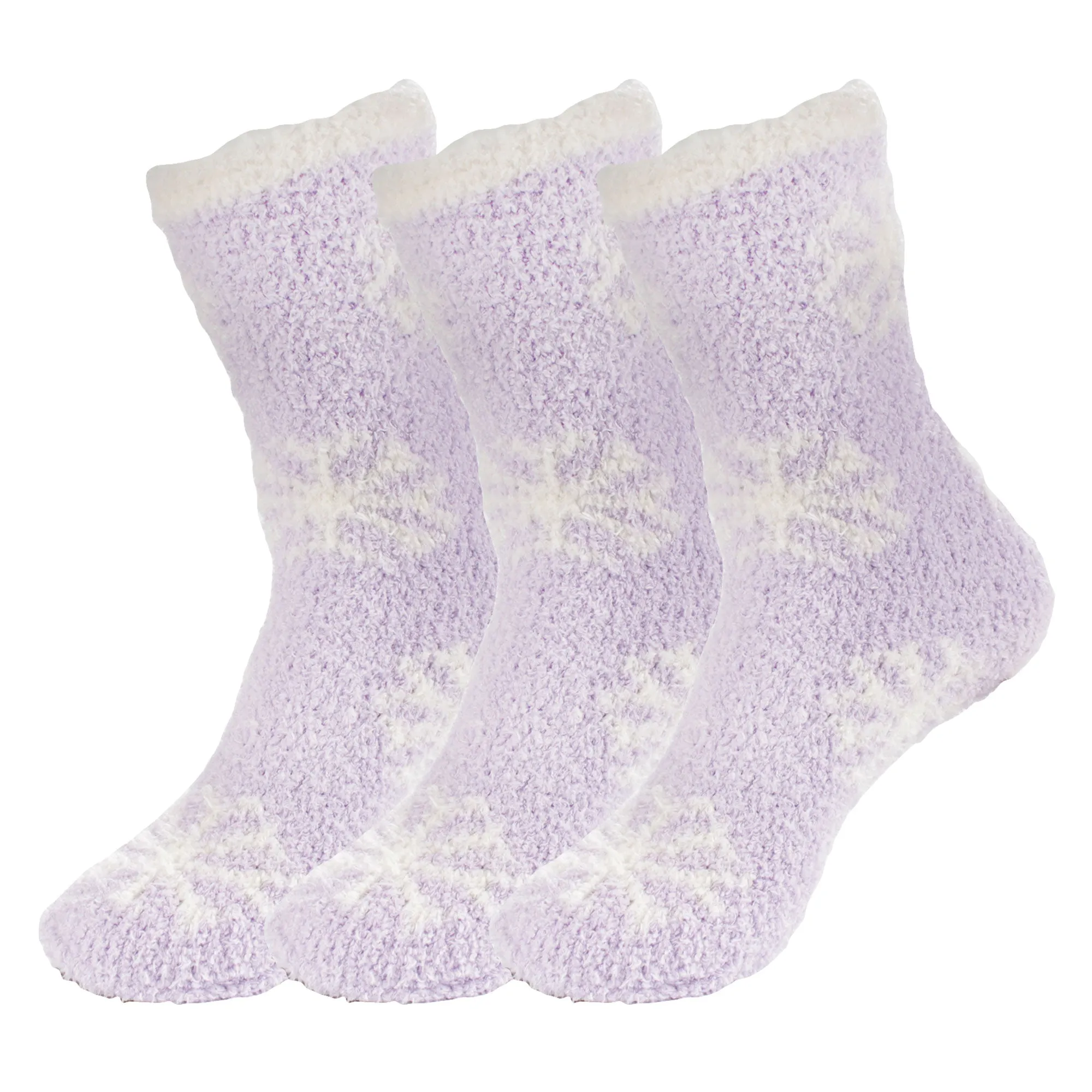 Women's M/L/XL Super Soft Warm Cozy Fuzzy Snowflake Home Socks - 3 Pair