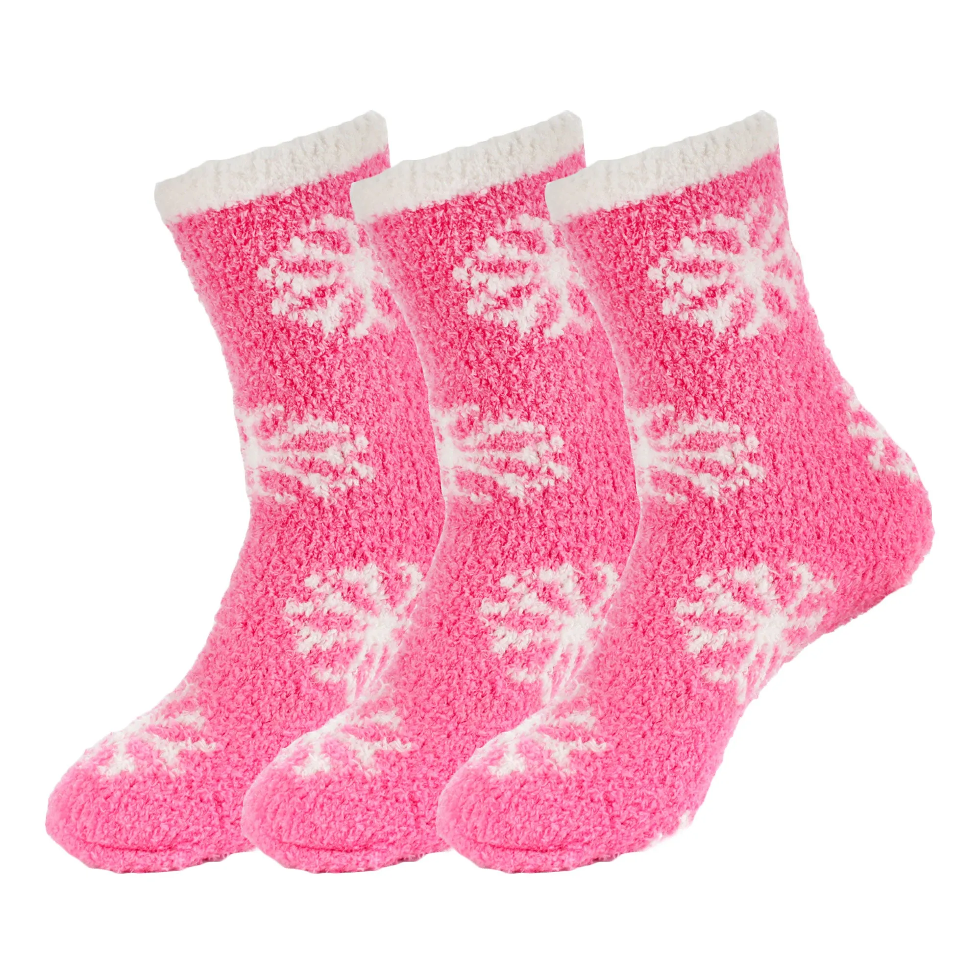 Women's M/L/XL Super Soft Warm Cozy Fuzzy Snowflake Home Socks - 3 Pair