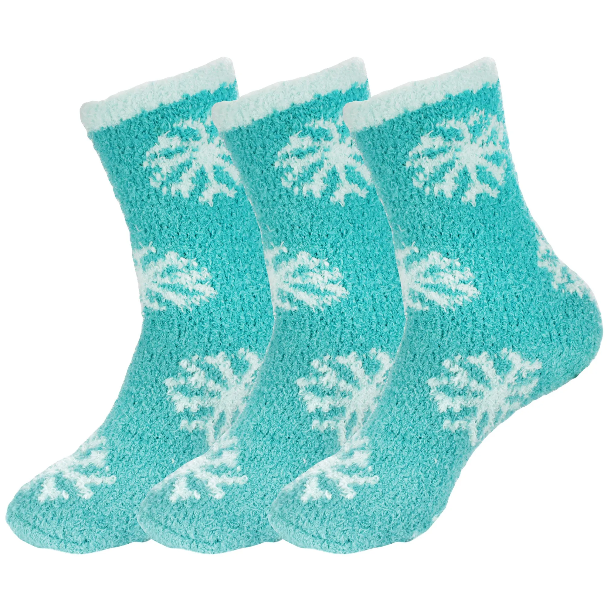 Women's M/L/XL Super Soft Warm Cozy Fuzzy Snowflake Home Socks - 3 Pair