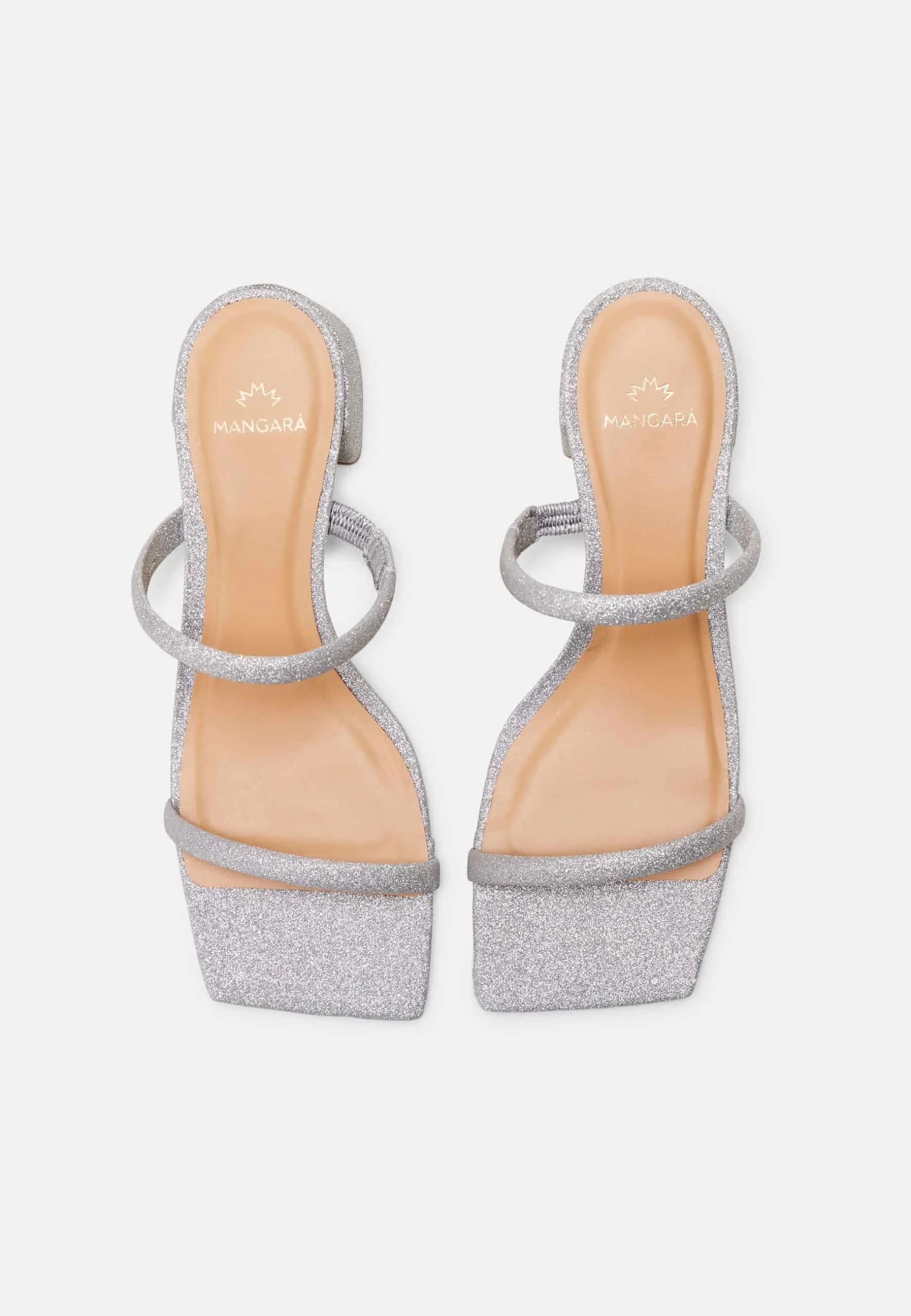 Women's Silver Mules with Low Block Heels